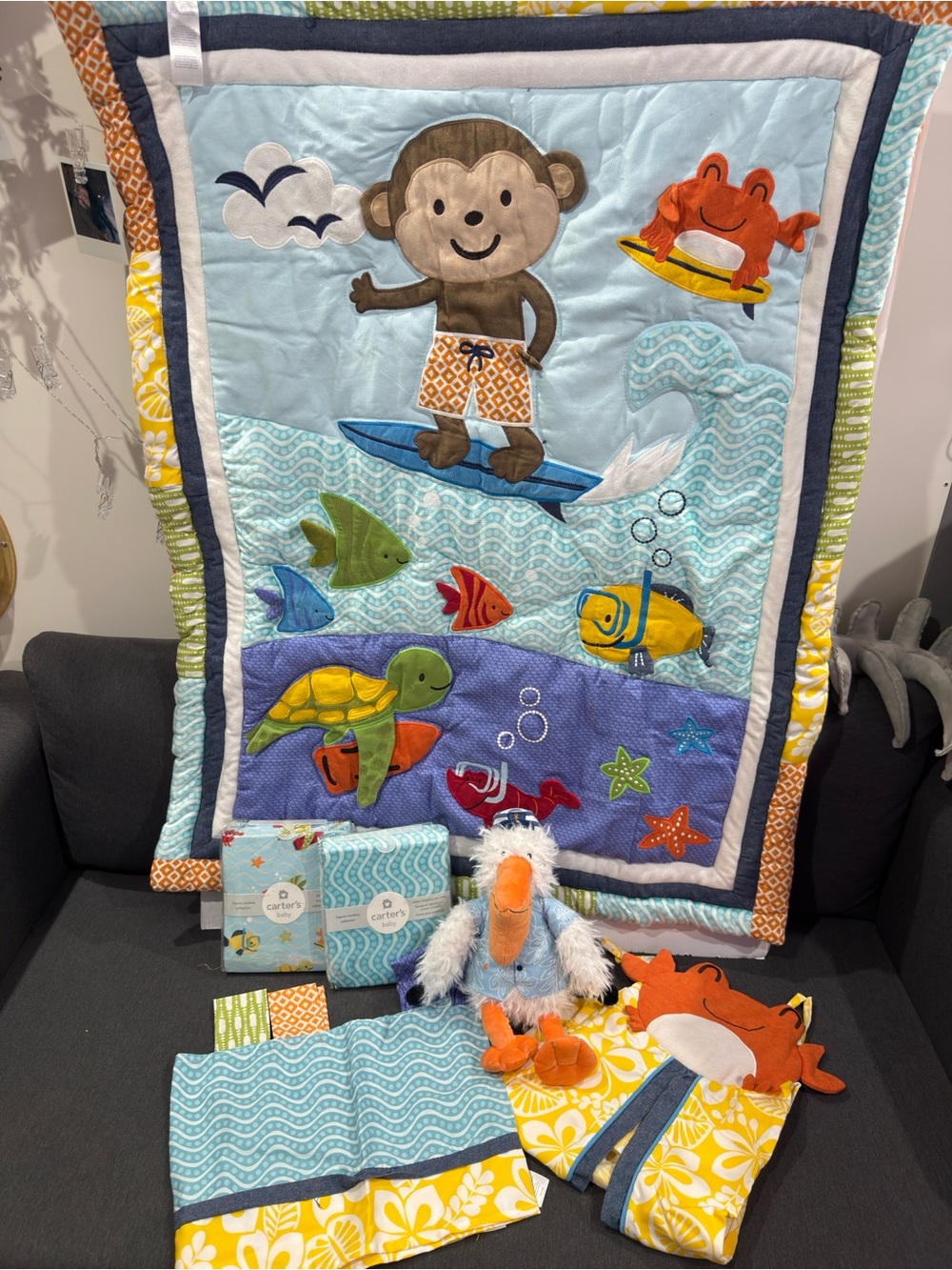 Surfing Monkey Baby crib bedding set Sea Creatures New see details